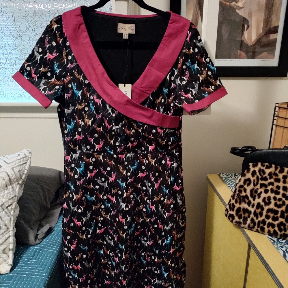 NWT Lindy Bop Deer Print Dress